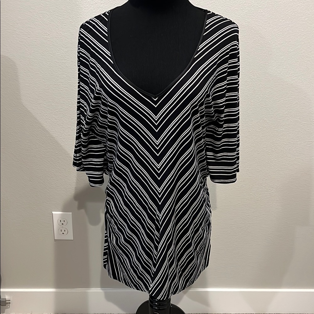 Black and White Striped Women's Top